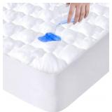 Full Size Mattress Protector Pad Waterproof Quilted, Breathable & Cooling Full Mattresses Pad Cover Fitted for Double Bed with Deep Pocket Up to 14", (White)