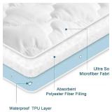Full Size Mattress Protector Pad Waterproof Quilted, Breathable & Cooling Full Mattresses Pad Cover Fitted for Double Bed with Deep Pocket Up to 14", (White)