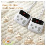 GarveeHome Heated Blanket Electric Blanket Queen Size 84 in x90 in, w/Dual Control,10 Heating Levels & 10 Hours Auto Shut Off, Cozy Soft Fleece Fast Heating Blankets Gift, Machine Washable,Beige