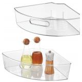iDesign Clear Plastic 1/4 Wedge Bin for Corner Lazy Susan Cabinet, Kitchen Cabinet Organizer, 2-Pack