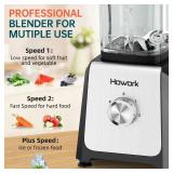 HOWORK Blender for Smoothies, 750W Personal Blender, 56 Oz Glass Jar, 16oz Portable Cups,2+P speed, 3 Functions for Smoothies, Frozen Drinks & Ice Cream,Grey