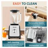 HOWORK Blender for Smoothies, 750W Personal Blender, 56 Oz Glass Jar, 16oz Portable Cups,2+P speed, 3 Functions for Smoothies, Frozen Drinks & Ice Cream,Grey