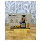 HOWORK Blender for Smoothies, 750W Personal Blender, 56 Oz Glass Jar, 16oz Portable Cups,2+P speed, 3 Functions for Smoothies, Frozen Drinks & Ice Cream,Grey