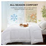 Bedsure Comforter Duvet Insert - Quilted Comforters Queen Size, All Season Duvet, GentleSoft Down Alternative Bedding, with 8 Tabs, Gifts for Women/Men, White, Queen 88 x 88 Inches