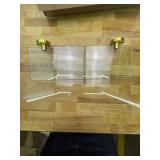 JQK Bathroom Glass Shelf Gold, Tempered Glass Shower Storage 16 by 5 inches, 304 Stainless Steel Brushed Gold Wall Mount 2 Pack, TGS101L16-BG-P2