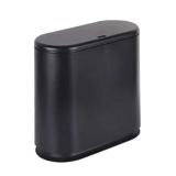 IEEK Plastic Trash Can with Press Top Lid,3.2 Gallon /12 Liter Garbage Can,Black Modern Waste Basket Thin Trash Cans for Bathroom,Kitchen,Living Room,Office and Narrow Spaces