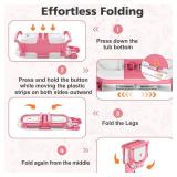 MoreFeel Collapsible Baby Bathtub for Newborn with Thermometer & 1 Hooded Towel & 1 Soft Floating Cushion,Portable Travel Bathtub with Drain Hole, Durable Foldable Baby Tubs for Infants to Toddler