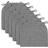 Wellsin Chair Cushions for Dining Chairs 6 Pack - Kitchen Chair Cushions with Ties and Non-Slip Backing - Dining Chair Pads 16"X16"X2", Dark Gray