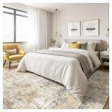 6x9 Area Rugs Living Room: Large Washable Abstract Modern Soft Rug Stain Resistant Indoor Floor Non Slip Accent Carpet for Bedroom Nursery Playroom Dining Room Office Dorm Home Decor- Gray Gold