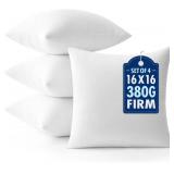 MIULEE Throw Pillows Inserts, Pack of 4 16x16 Inch 100% Virgin Fiber Filling Bed Couch Pillows