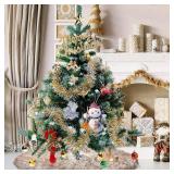 36 Inch Wool Fur Christmas Tree Skirt Thick Plush White and Brown Tree Skirt Christmas Tree Decoration for Xmas Home Party Holiday Decor