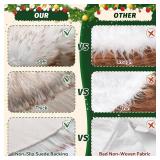 36 Inch Wool Fur Christmas Tree Skirt Thick Plush White and Brown Tree Skirt Christmas Tree Decoration for Xmas Home Party Holiday Decor