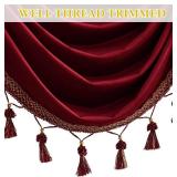 Retails for $134! StangH Christmas Red Valance Curtain 110 inches Width, Heavy Thick Light Blocking Window Drapes Rod Pocket Waterfall Swag for Theater/Living Room, W110 inches, 1 Panel