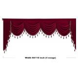 Retails for $134! StangH Christmas Red Valance Curtain 110 inches Width, Heavy Thick Light Blocking Window Drapes Rod Pocket Waterfall Swag for Theater/Living Room, W110 inches, 1 Panel
