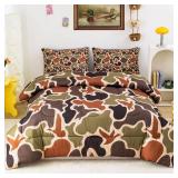 Duck Camo Bedding Set Twin Size for Boys,Green Camouflage Comforter Set,Duck Hunting Bed Sets,Camo Bedroom Decor for Teens Kids