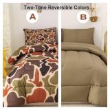 Duck Camo Bedding Set Twin Size for Boys,Green Camouflage Comforter Set,Duck Hunting Bed Sets,Camo Bedroom Decor for Teens Kids