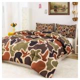 Duck Camo Bedding Set Twin Size for Boys,Green Camouflage Comforter Set,Duck Hunting Bed Sets,Camo Bedroom Decor for Teens Kids