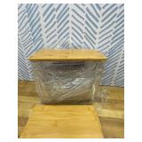 4 Set Stackable Storage with Removable Bamboo Cover, Plastic Container for Kitchen Organizers, Clear Front Open More Easy Access Bins Storage for Pantry, Potato, Onion, Garlic, Fruits, Vegetable