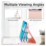 Case with Keyboard Mouse for Samsung Galaxy Tab A11 Plus/A9 Plus 2025/2023 11 inch,7 Color Rainbow Backlight Detachable USB-C Keyboard Magnetic Case with Pen Slot for Tablet A11+ A9+ 5G Pink