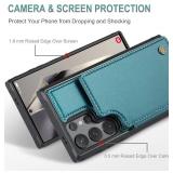 Vinich for Samsung Galaxy S25 Ultra Wallet Case with Card Holder, RFID Blocking Credit Slots Kickstand Shockproof Phone Cover Fit for Galaxy S25 Ultra 6.9" Bluish Green