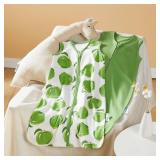 TILLYOU 2 Pack Baby Sleep Sack 18-24 Months 100% Cotton Wearable Blanket 0.5 TOG Sleeveless Summer Sleep Sacks with 2-Way Zipper, Green Apple & Fruit Green