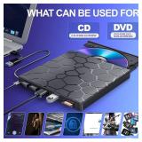 External CD/DVD Drive for Laptop, DVD Player for Laptop, 8 in 1 USB 3.0 Ultra-Slim Portable, CD Burner External Disk Drive Optical Compatible with Desktop Mac,Windows 11/10/8/7 Linux
