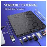 External CD/DVD Drive for Laptop, DVD Player for Laptop, 8 in 1 USB 3.0 Ultra-Slim Portable, CD Burner External Disk Drive Optical Compatible with Desktop Mac,Windows 11/10/8/7 Linux