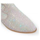 Richealnana Sparkly Rhinestones Cowboy Cowgirl Style Boots Calf High Boots for Women 2INCH Heeled Shining Pull On Tabs