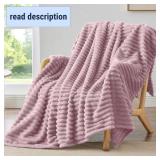 BEDELITE Fleece Throw Blanket for Couch - 300GSM Soft & Warm Fluffy Berry Purple Blanket, Decorative and Giftable Striped Blankets for Women, Men, 50"x60"