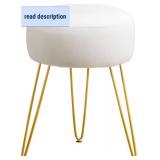 LUE BONA Vanity Stool, White Vanity Stools for Makeup Room, Round Ottoman Foot Stool, Velvet Footrest Vanity Chair for Bathroom Vanity, Bedroom, Living Room, Entryway, Offices