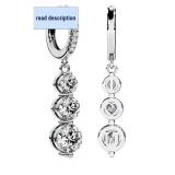 Retails for $150! Moissanite Three-stone Diamond Drop Earrings for Women S925 Rodium Vermeil Sterling Silver Trilogy Dangle for Wife Girlfriend Mom Gifts for Her Daughter on Birthday Wedding Anniversa
