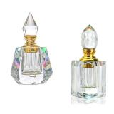 YU FENG 2PCS Vintage Crystal Perfume Bottles Art Deco Empty Refillable Decorative Bottles Glass Bottles for Fragrances,Home Bathroom Decor Lady Gift,3ml - Damage