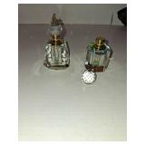 YU FENG 2PCS Vintage Crystal Perfume Bottles Art Deco Empty Refillable Decorative Bottles Glass Bottles for Fragrances,Home Bathroom Decor Lady Gift,3ml - Damage