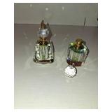 YU FENG 2PCS Vintage Crystal Perfume Bottles Art Deco Empty Refillable Decorative Bottles Glass Bottles for Fragrances,Home Bathroom Decor Lady Gift,3ml - Damage