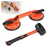 Saker Laminate Floor Gap Repair Tool,Suction Cup Lifter,Floor Gap Repair Kit with Rubber Mallet,for Floating Wood Floors and Moving Glasses Orange