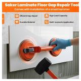 Saker Laminate Floor Gap Repair Tool,Suction Cup Lifter,Floor Gap Repair Kit with Rubber Mallet,for Floating Wood Floors and Moving Glasses Orange