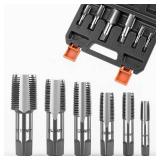 HORUSDY 6-Piece NPT Pipe Tap Set, Carbon Steel Threading Tool Kit for Pipe Taper Threads, Sizes 1/8", 1/4", 3/8", 1/2", 3/4" & 1", Durable Plumbing Tap Set with Storage Case