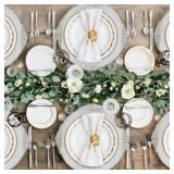 MAONAME Antique White Charger Plates, Round Antique Plate Chargers for Dinner Plate, 13" Plastic Charger for Plates, Wedding Table Setting, Set of 6