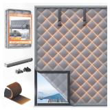 Window Insulation for Winter 47 x 63 Windows Insulation Kit Thermal Insulated Window Cover Fit Max Size 46 x 62 with Hook & Loop Insulated Curtains for Winter Windows Blanket in Bedroom Attic RV -