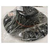 Wide Brim Panama Fedora Hat - Warm Felt Flat Top Pork Pie Cap for Women Men (Size:M/L)