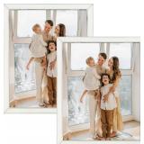 Frametory Enamel Picture Frame - 8x10 Silver Metal Edge White Enamel Picture Frame With Easel and Velvet Back for Tabletop Display, Bookshelf, 8x10 Wall Decor, Photo Frames, Picture Display-2 Set