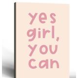 Framed Inspirational Quote Canvas Painting You Can Girl Wall Art, Motivational Poster for Home, Office, Bedroom Decor, Gallery Style Print Artwork 16x24 Inch Ready to Hang