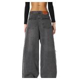 Aelfric Eden Mens Jeans Fringe Line Wide Leg Vintage Jean Y2k Hip Hop Baggy Trousers Unisex Streetwear Casual Denim Pants Size 30