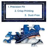 Crystal Blue Gnome Puzzle 1000 Pieces for Adults, Magic Jewel Butterfly Jigsaw Puzzle, Fantasy Heart Star Puzzle as Home Decor