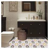 10PCS Peel and Stick Floor Tile 12x12 Inch Sugar Skull Vinyl Floor Tiles, Removable Self Adhesive Waterproof Stick On Tiles for Bathroom Kitchen Living Room Entryway Home Decor