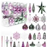 88 Pcs Christmas Ball Ornaments Assorted Shatterproof Hanging Decor for Christmas Tree Decorative Vintage Traditional Ornaments Bulk Holiday Party Decorations (Purple,Snowflake)