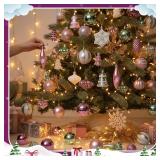 88 Pcs Christmas Ball Ornaments Assorted Shatterproof Hanging Decor for Christmas Tree Decorative Vintage Traditional Ornaments Bulk Holiday Party Decorations (Purple,Snowflake)
