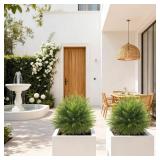 Der Rose 23" Artificial Cedar Topiary Ball Trees with Ground Spike Set of 2 Outdoor Artificial Plants UV Resistant Artificial Shrubs Fake Bushes for Front Porch Garden Decor