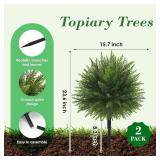 Der Rose 23" Artificial Cedar Topiary Ball Trees with Ground Spike Set of 2 Outdoor Artificial Plants UV Resistant Artificial Shrubs Fake Bushes for Front Porch Garden Decor