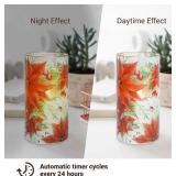 Poinsettia Christmas Flameless Candles with Remote & Timer Red Christmas Flower Decorative LED Candles for Home Bedroom Xmas Party Holiday Decor Set of 3